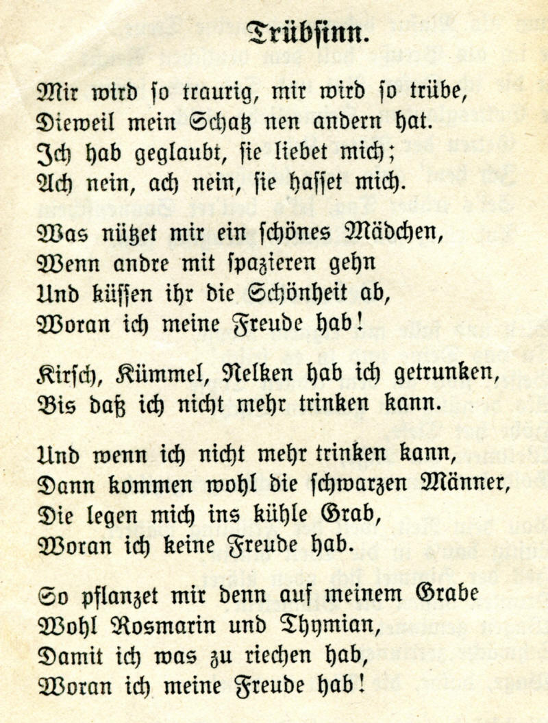 Liedertext: Tr�bsinn.