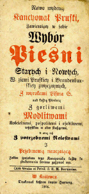 Titelseite des Masurischen Gesangbuches - F�r weitere Infos Bild anklicken!