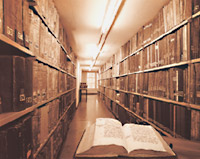 Blick auf die ostpreußischen Folianten im Geheimen Staatarchiv, Berlin.