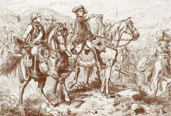 Prinz Heinrich als Befehlshaber der preußischen Truppen in der Schlacht: Sein Bruder und König stellte fest, er werde durch diesen Sieg „den Ruhm für sich in Anspruch nehmen können, der österreichischen Hartnäckigkeit den letzten Stoß versetzt zu haben“