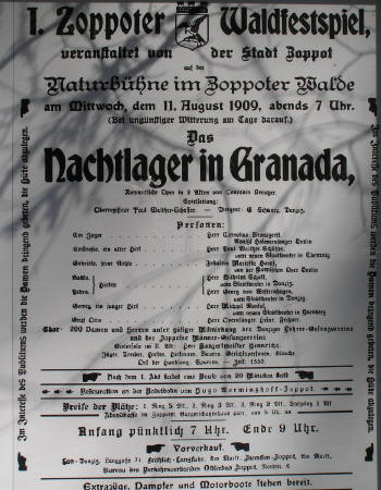 Plakat des ersten Zoppoter Waldfestspiels 1909 - Bild zur Verg��erung anklicken!